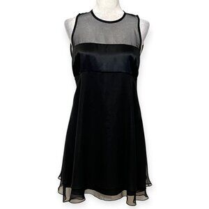 J.R. Nites Petites by Caliendo Black Chiffon Cocktail Dress Sheer Illusion Sz 8